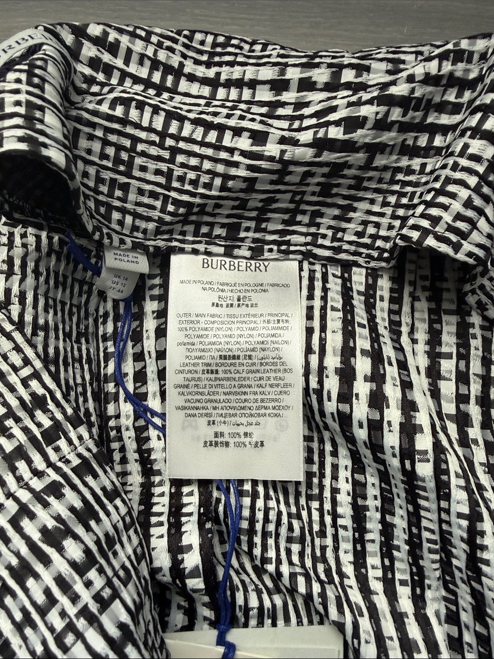 Burberry Black and White Fringe Wrap A-Line Skirt - Picture 6 of 6